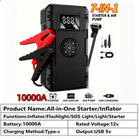 7-in-1 Car Jump Starter Air Pump 10000A with 150PSL